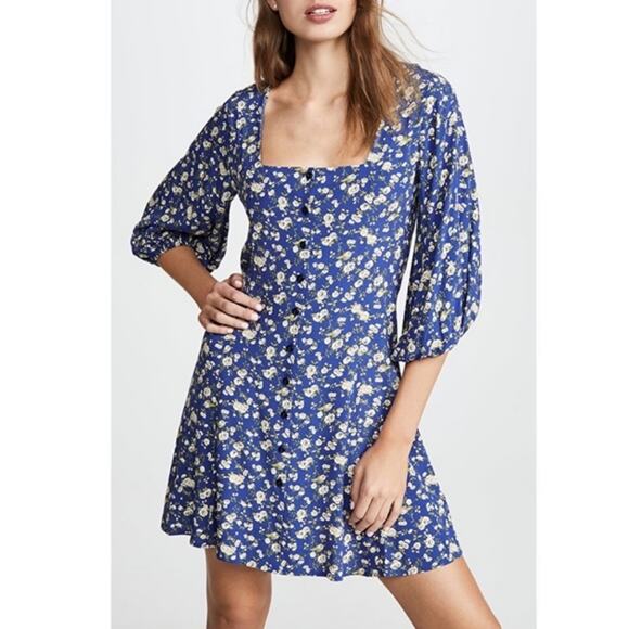 Rolla’s x Free People | Valerie Rambling Rose Dress in French Blue Size Small - Picture 2 of 14